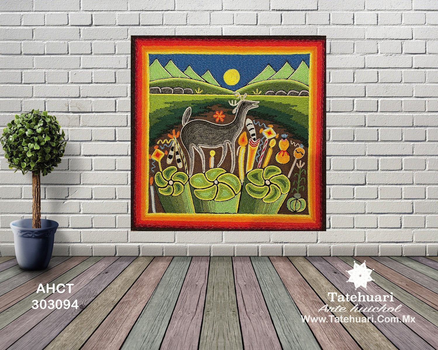 Cuadro de Estambre 303094 - TATEHUARI, arte huichol