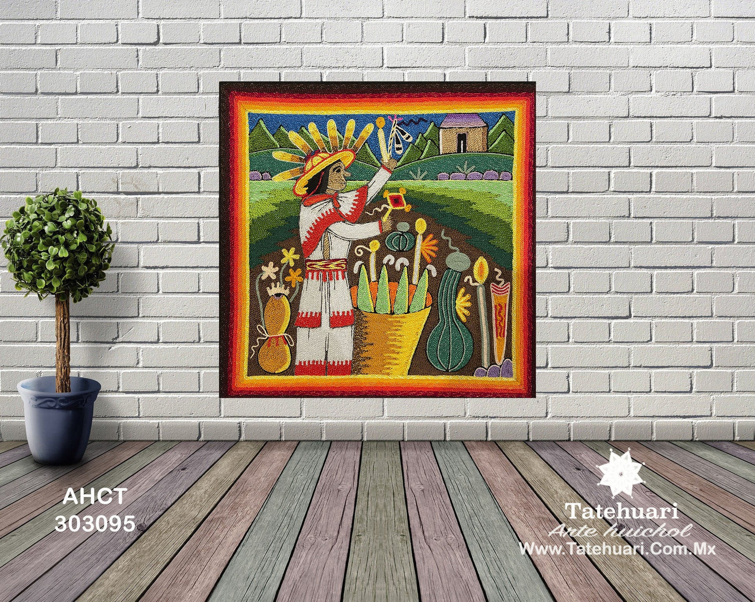 Cuadro de Estambre 303095 - TATEHUARI, arte huichol