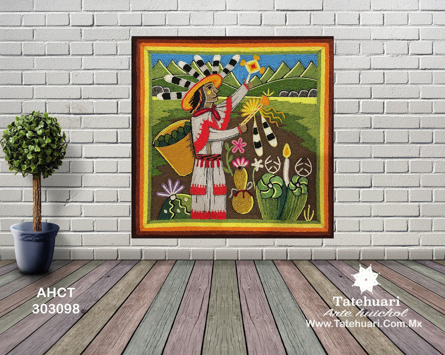 Cuadro de Estambre 303098 - TATEHUARI, arte huichol