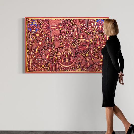 "ESTRELLA DEL PEYOTE SAGRADO" AHCT8012091 - TATEHUARI, arte huichol