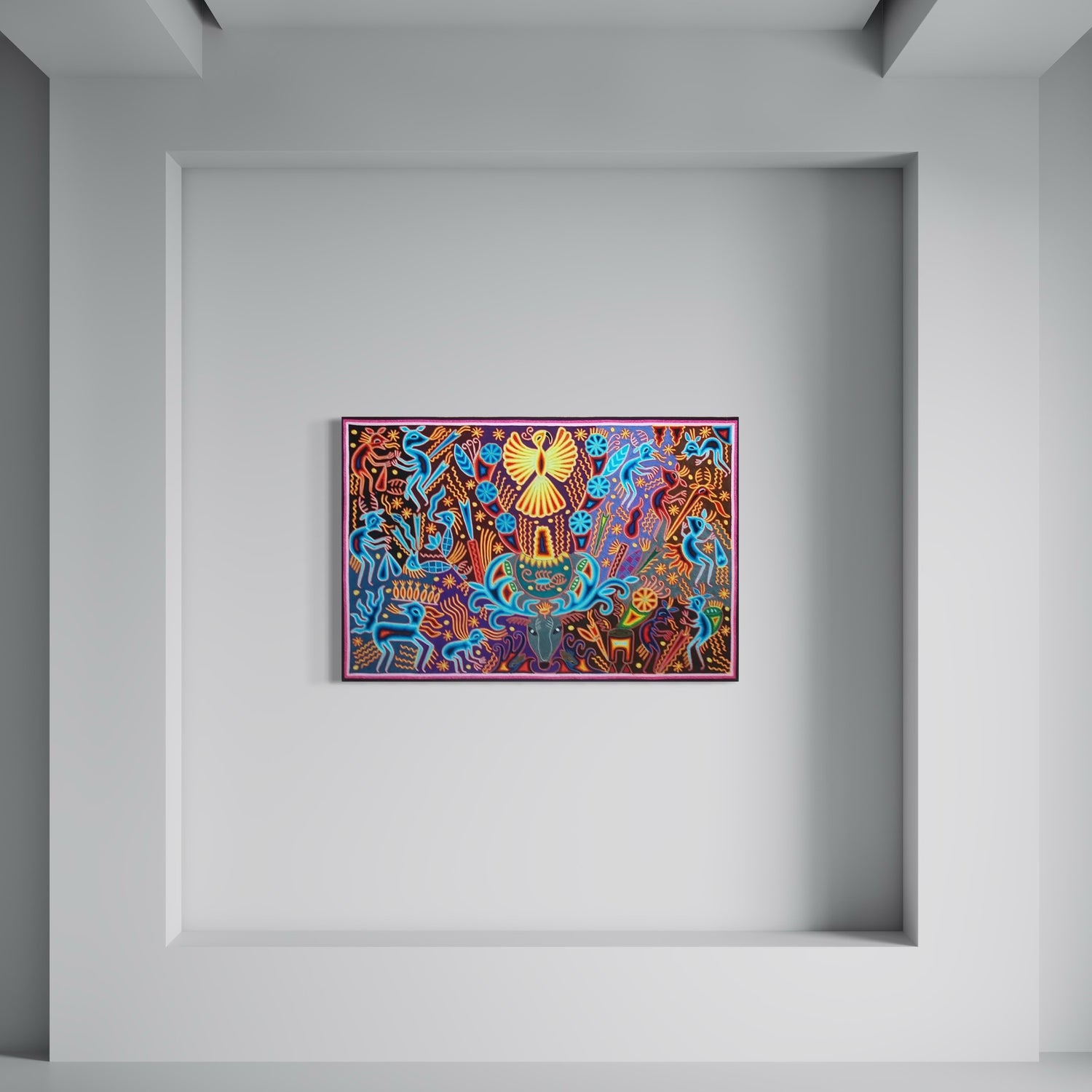 "EL GUARDIAN DEL VENADO AZUL" AHCT8012092 - TATEHUARI, arte huichol