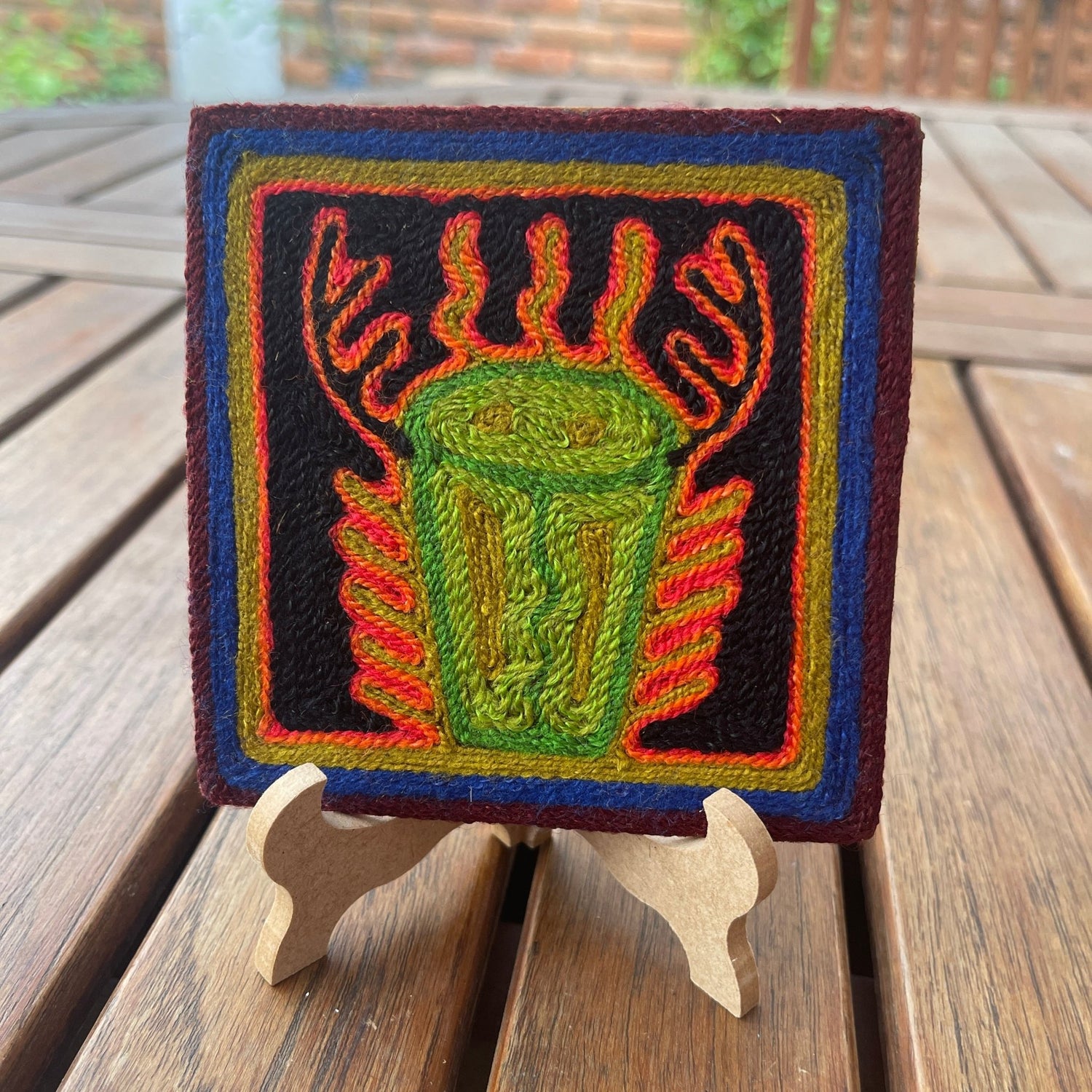 Cuadro 10 cms tripie - TATEHUARI, arte huichol