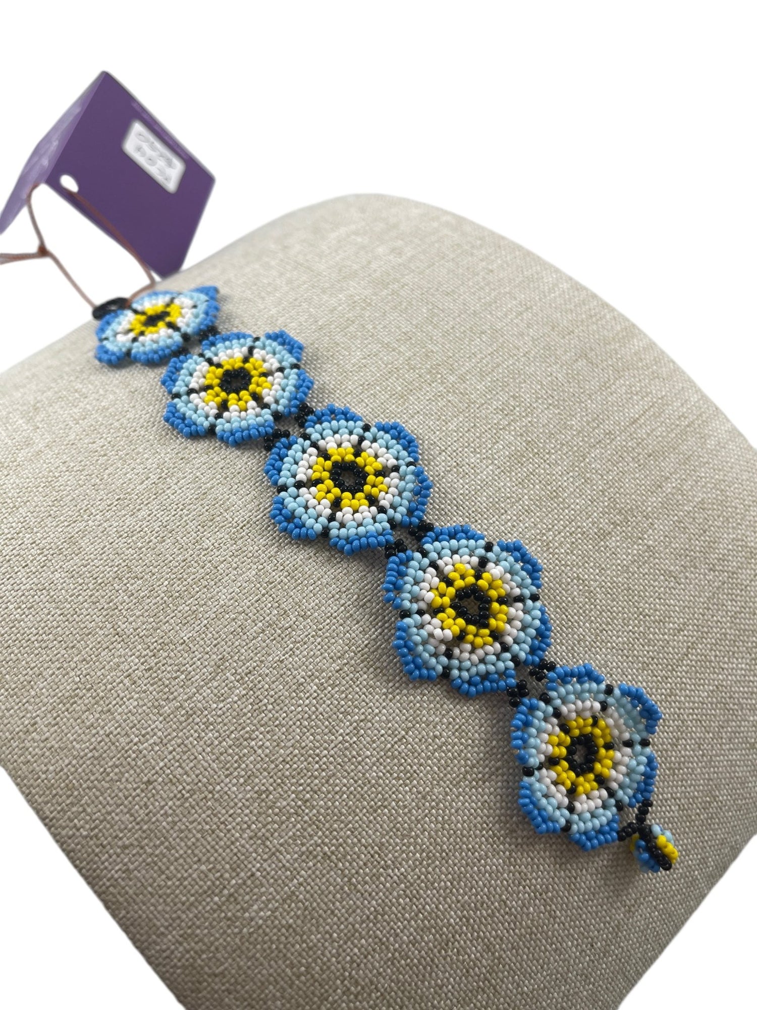 Pulsera de Chaquira PC04floresazules - TATEHUARI, arte huichol