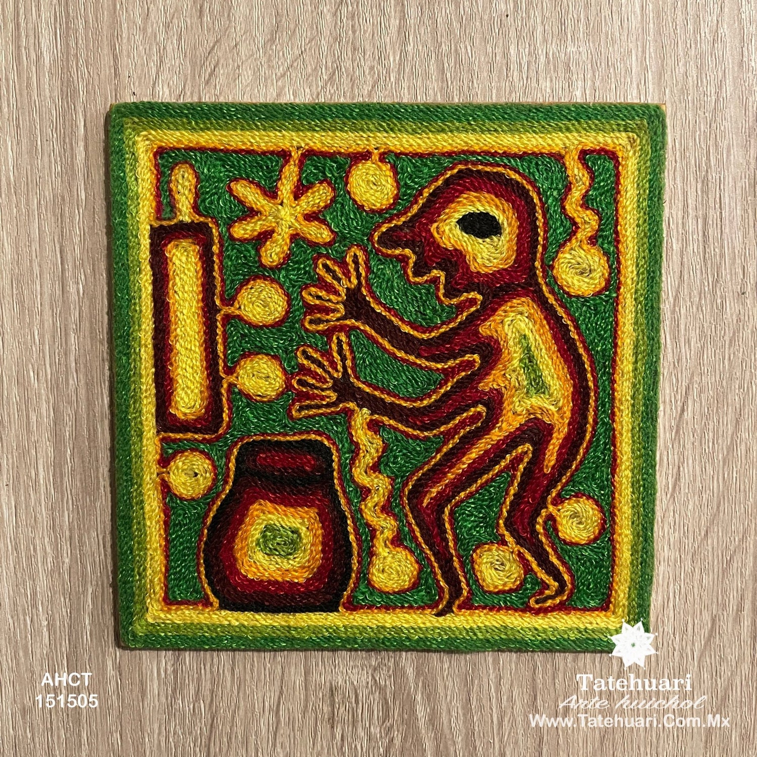 Cuadro o Tabla de Estambre 15 X 15 cms - TATEHUARI, arte huichol