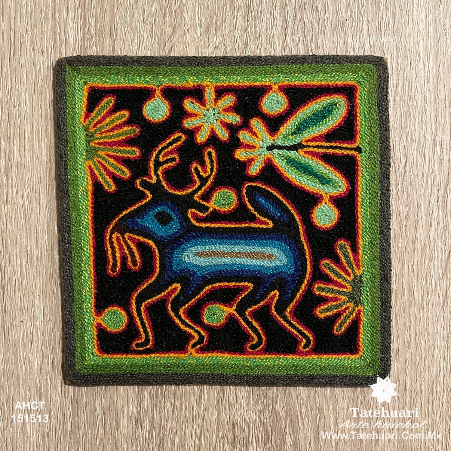 Cuadro o Tabla de Estambre 15 X 15 cms - TATEHUARI, arte huichol