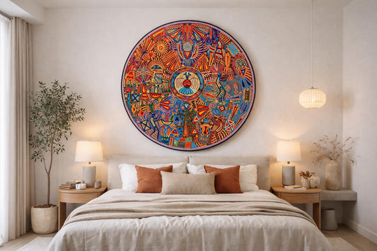 "EL SOL QUE VIGILA: VISION ANCESTRAL DEL CAMINO WIXARIKA" AHCT12012055 - TATEHUARI, arte huichol