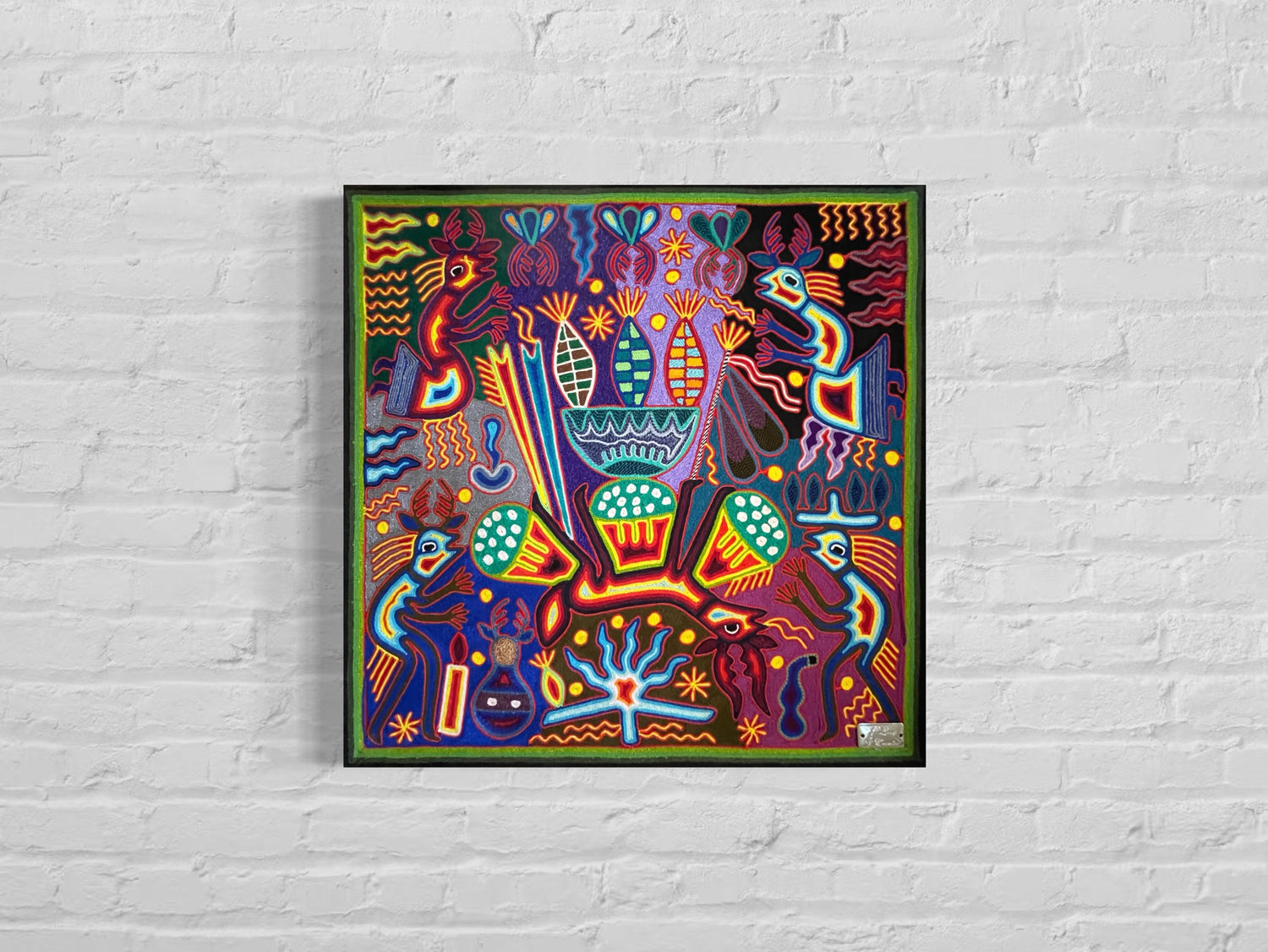 "OFRENDA AL FUEGO SAGRADO" AHCT606050 - TATEHUARI, arte huichol