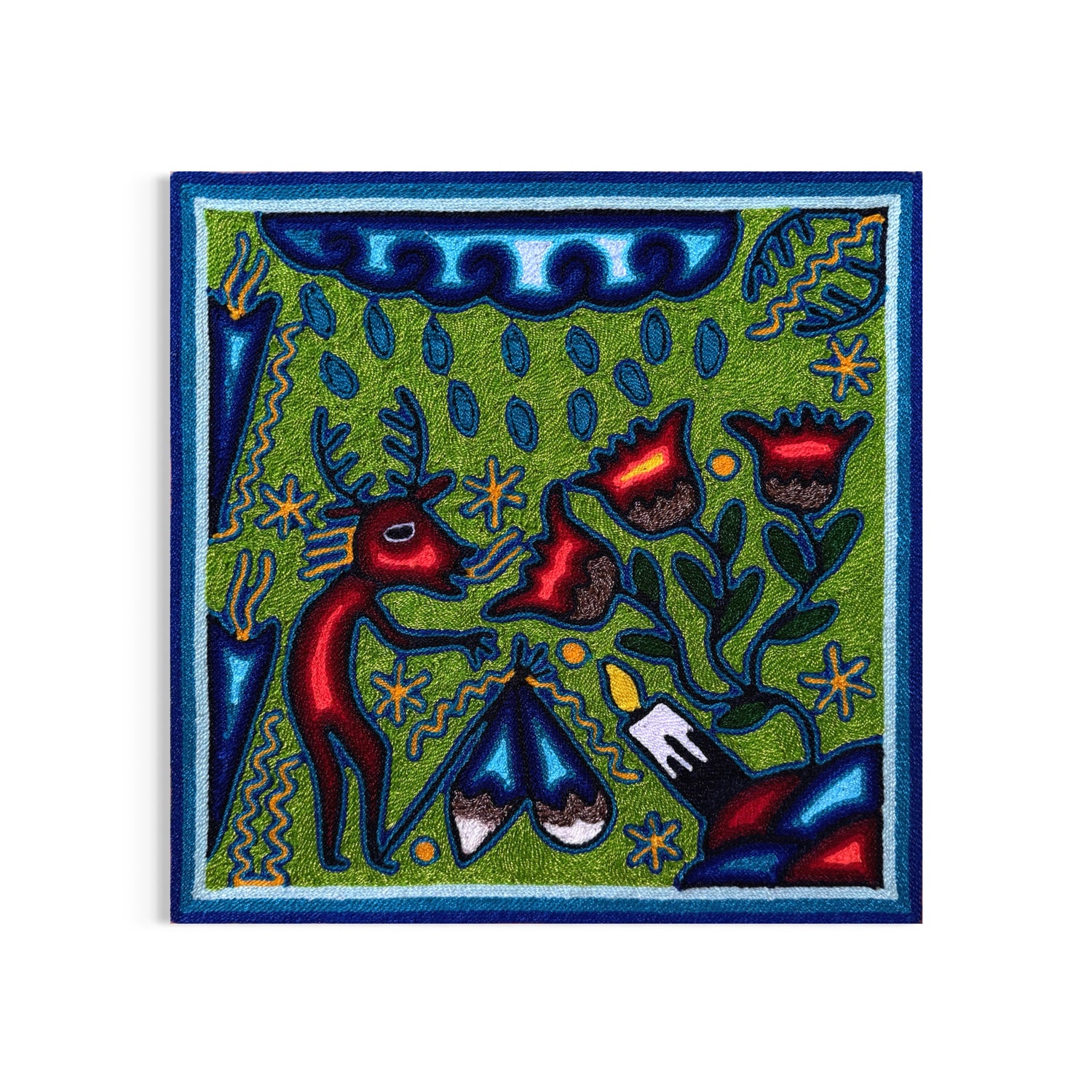 “EL LLAMADO DEL ESPIRITU Y LA LLUVIA SAGRADA” AHCT30301012 - TATEHUARI, arte huichol