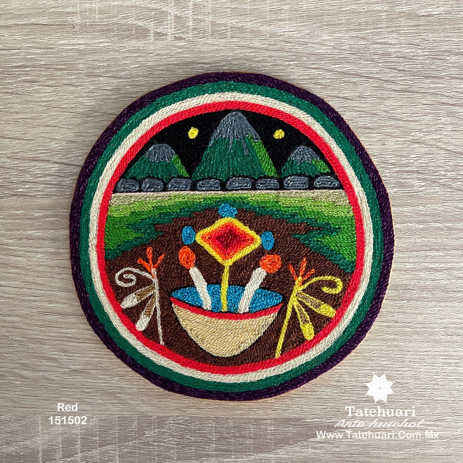 Cuadro o Tabla de Estambre 15 X 15 cms - TATEHUARI, arte huichol