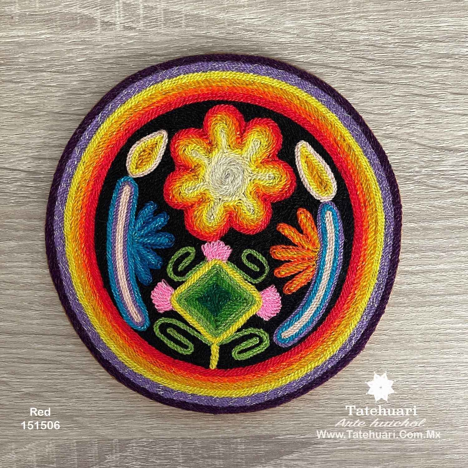 Cuadro o Tabla de Estambre 15 X 15 cms - TATEHUARI, arte huichol