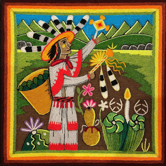 Cuadro de Estambre 303098 - TATEHUARI, arte huichol