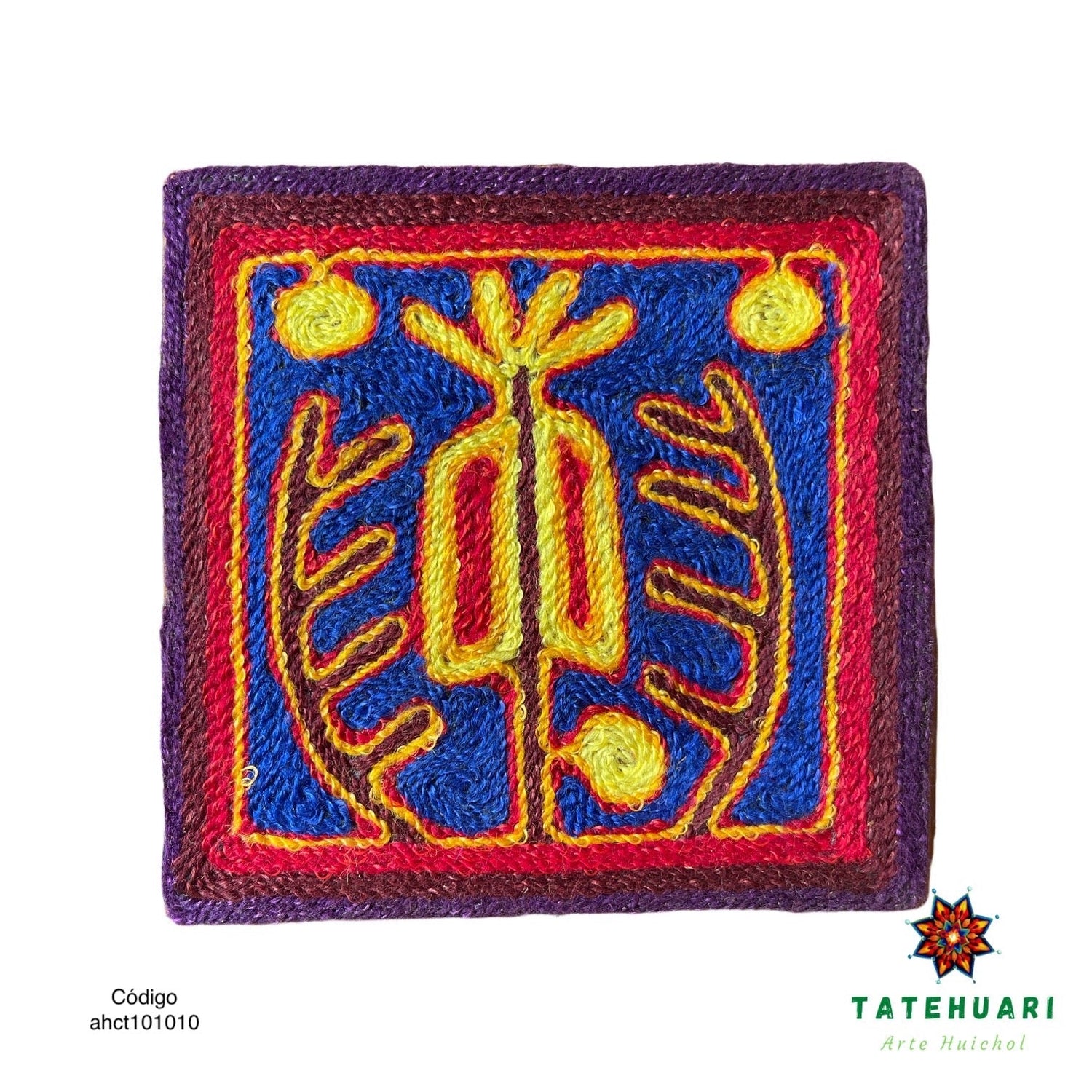 Cuadro o Tabla de Estambre 10 X 10 cms - TATEHUARI, arte huichol