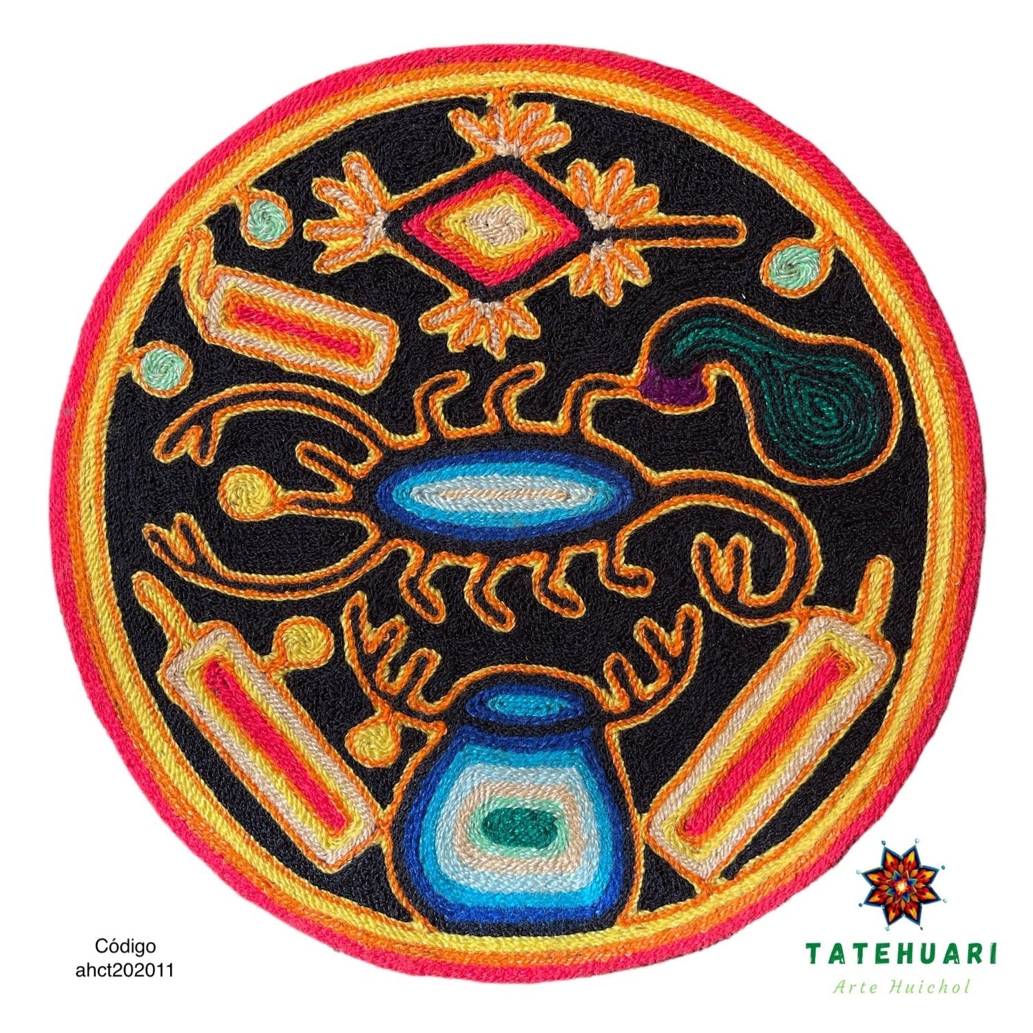 Cuadro 20 cms redondo CUADEST13 - TATEHUARI, arte huichol