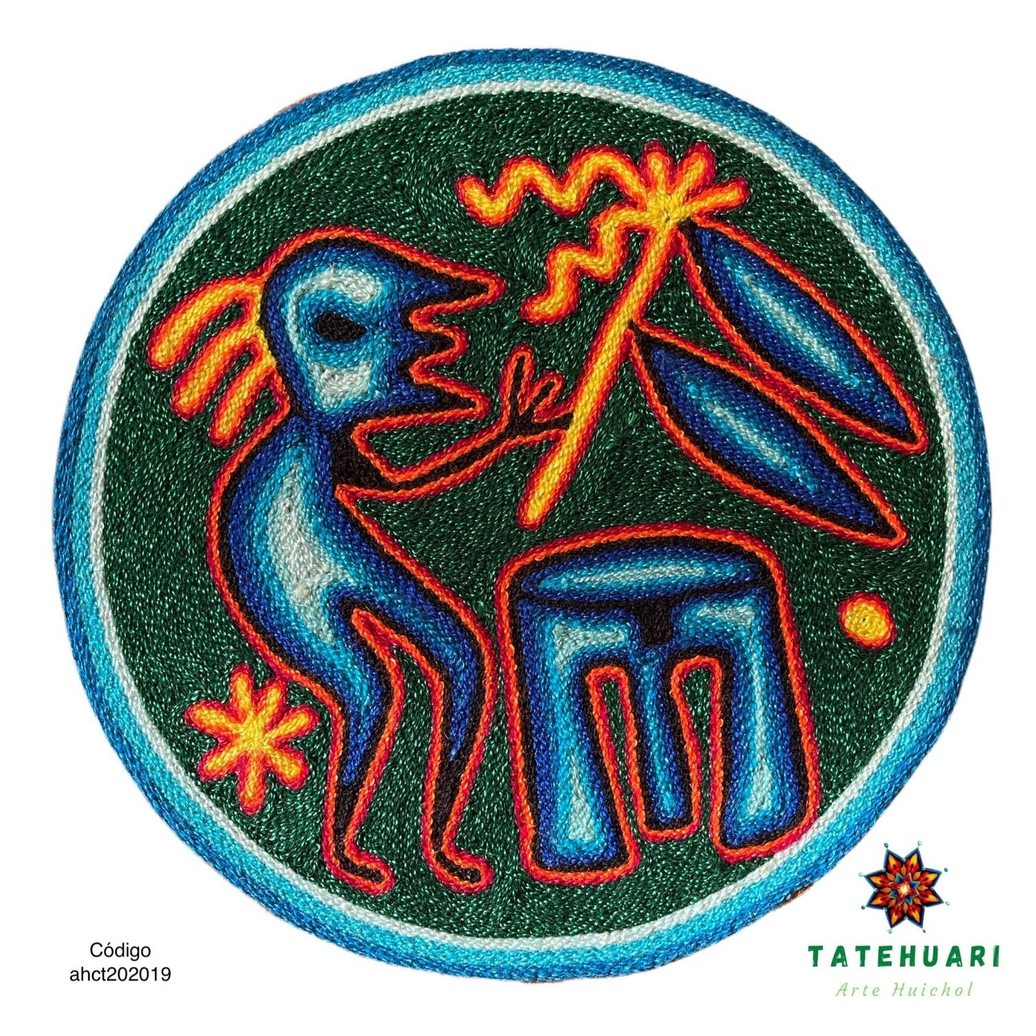 Cuadro 20 cms redondo CUADEST09 - TATEHUARI, arte huichol
