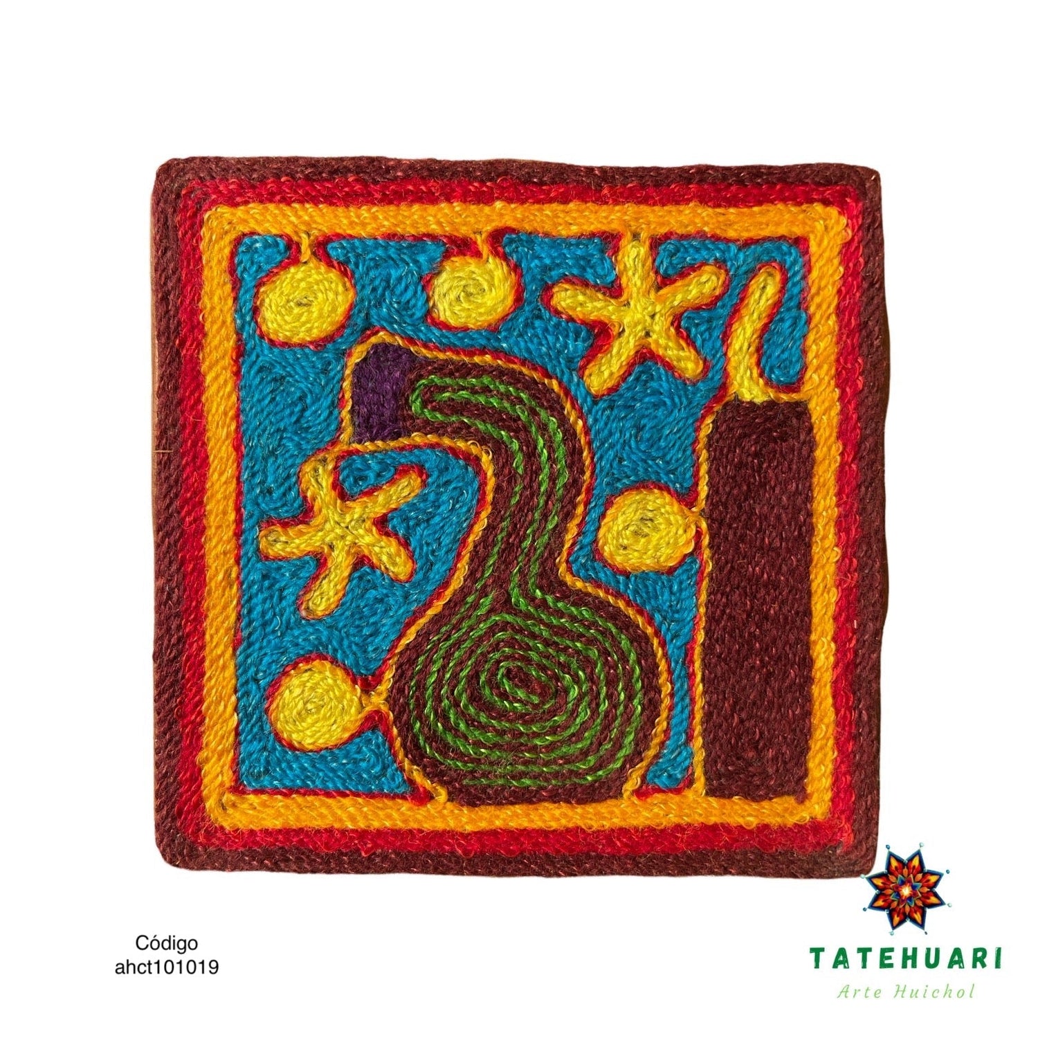 Cuadro o Tabla de Estambre 10 X 10 cms - TATEHUARI, arte huichol