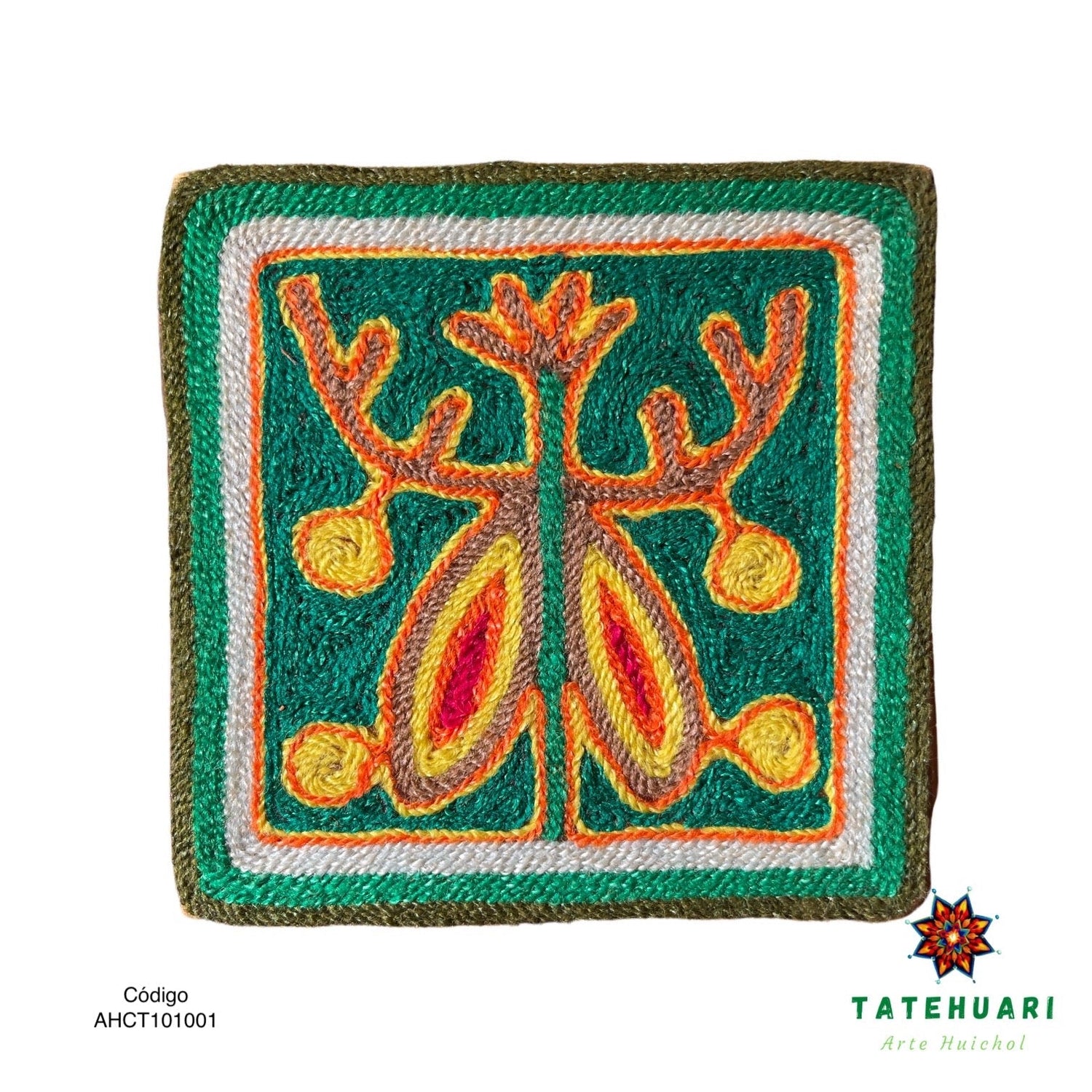 Cuadro o Tabla de Estambre 10 X 10 cms - TATEHUARI, arte huichol