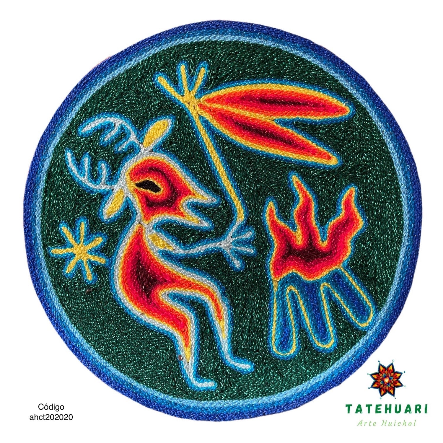 Cuadro 20 cms redondo CUADEST08 - TATEHUARI, arte huichol