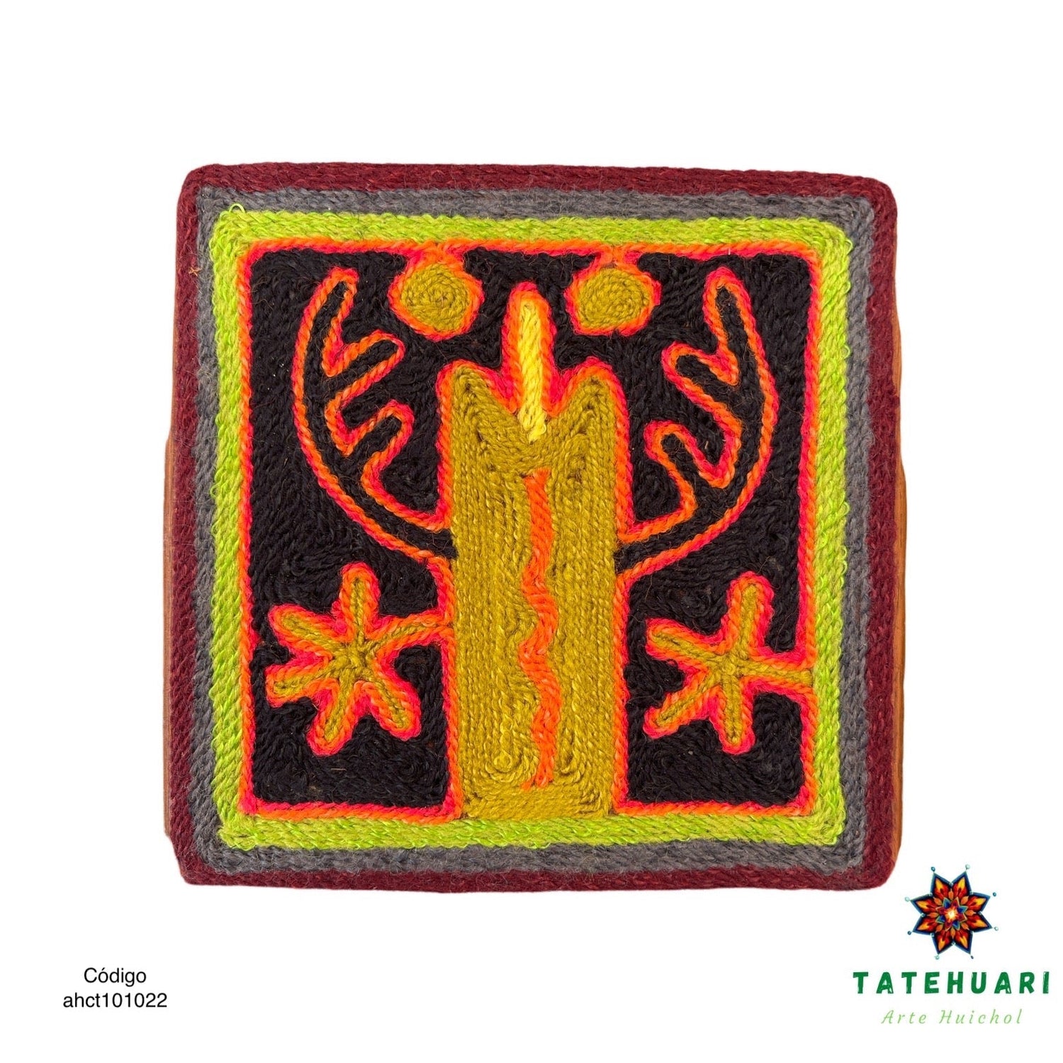 Cuadro o Tabla de Estambre 10 X 10 cms - TATEHUARI, arte huichol