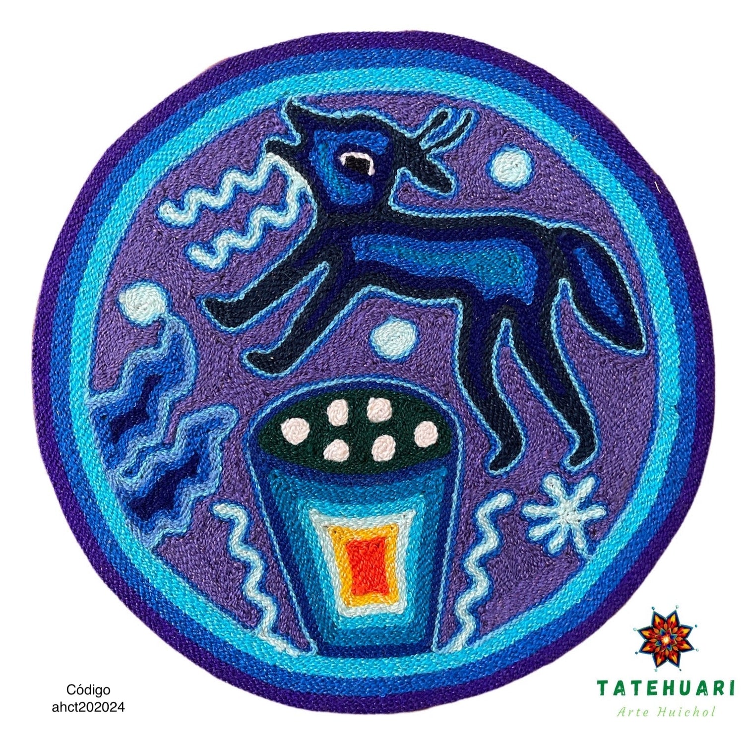 Cuadro 20 cms redondo CUADEST04 - TATEHUARI, arte huichol