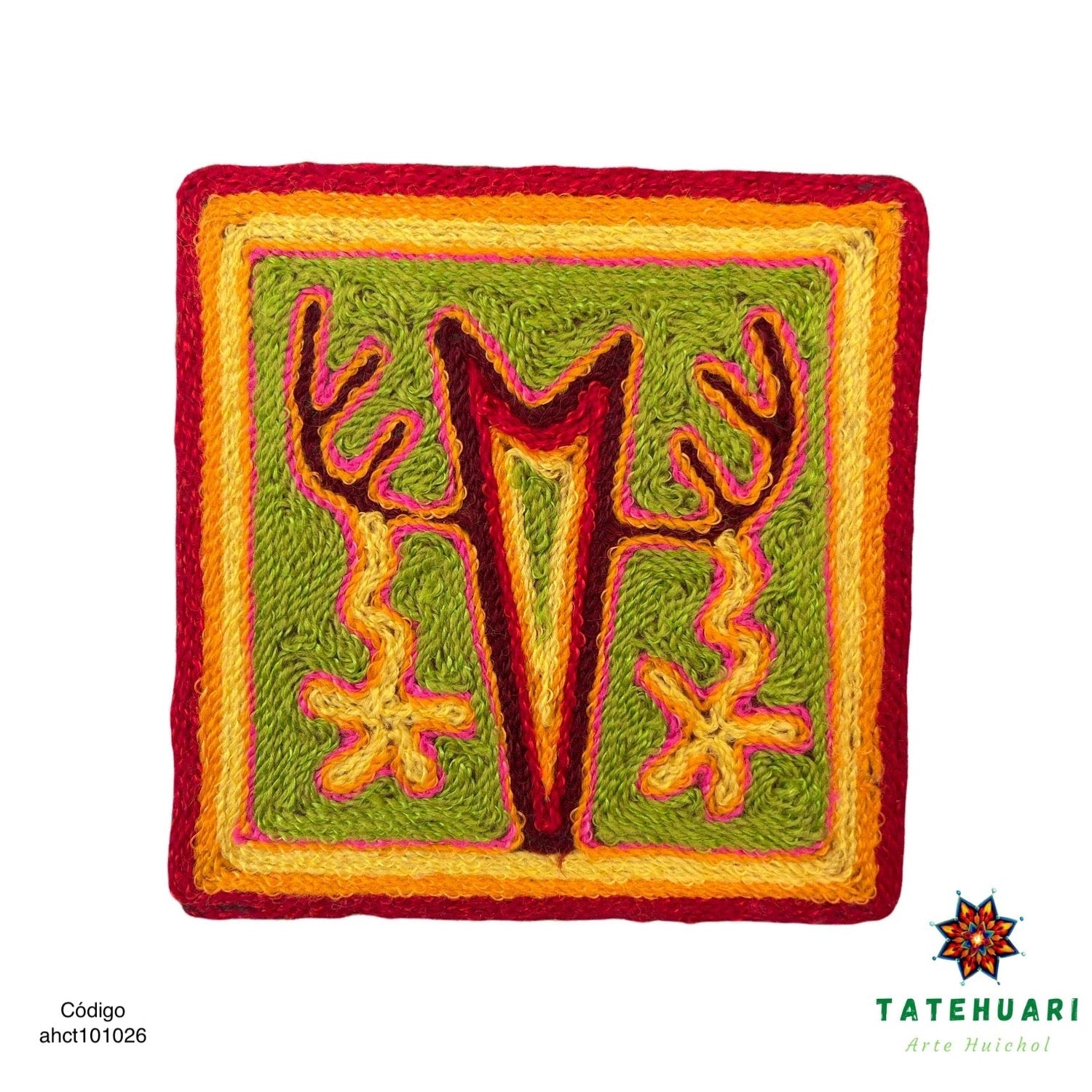 Cuadro o Tabla de Estambre 10 X 10 cms - TATEHUARI, arte huichol