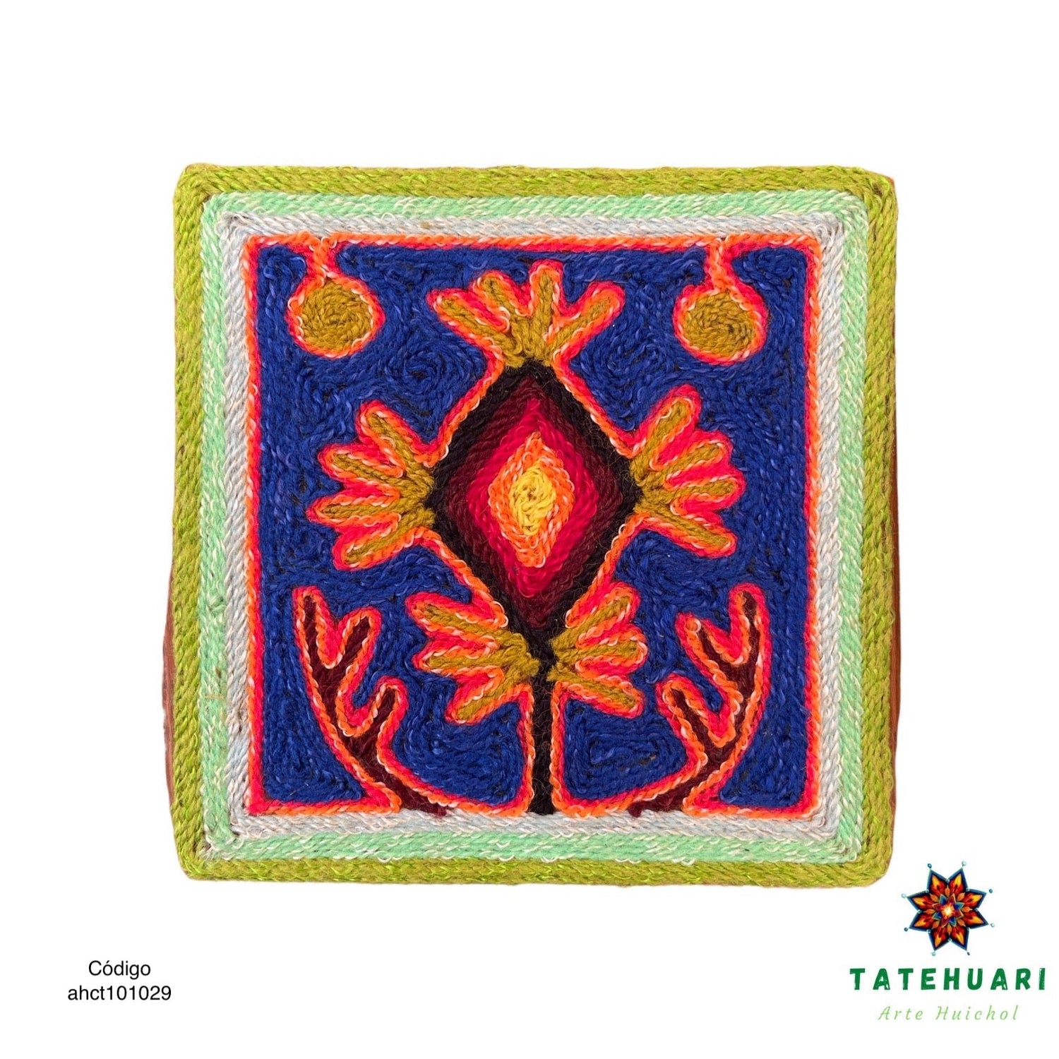 Cuadro o Tabla de Estambre 10 X 10 cms - TATEHUARI, arte huichol