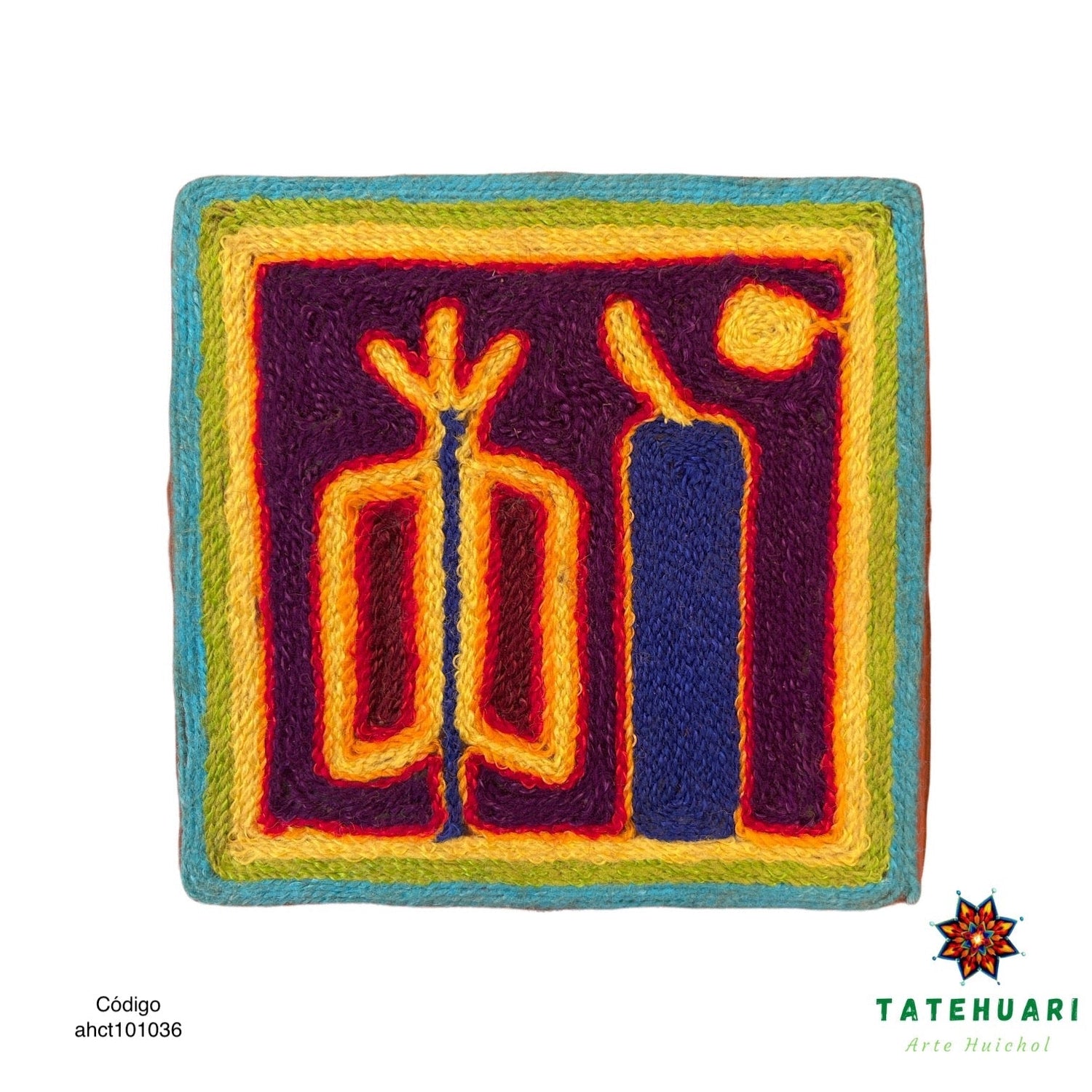 Cuadro o Tabla de Estambre 10 X 10 cms - TATEHUARI, arte huichol