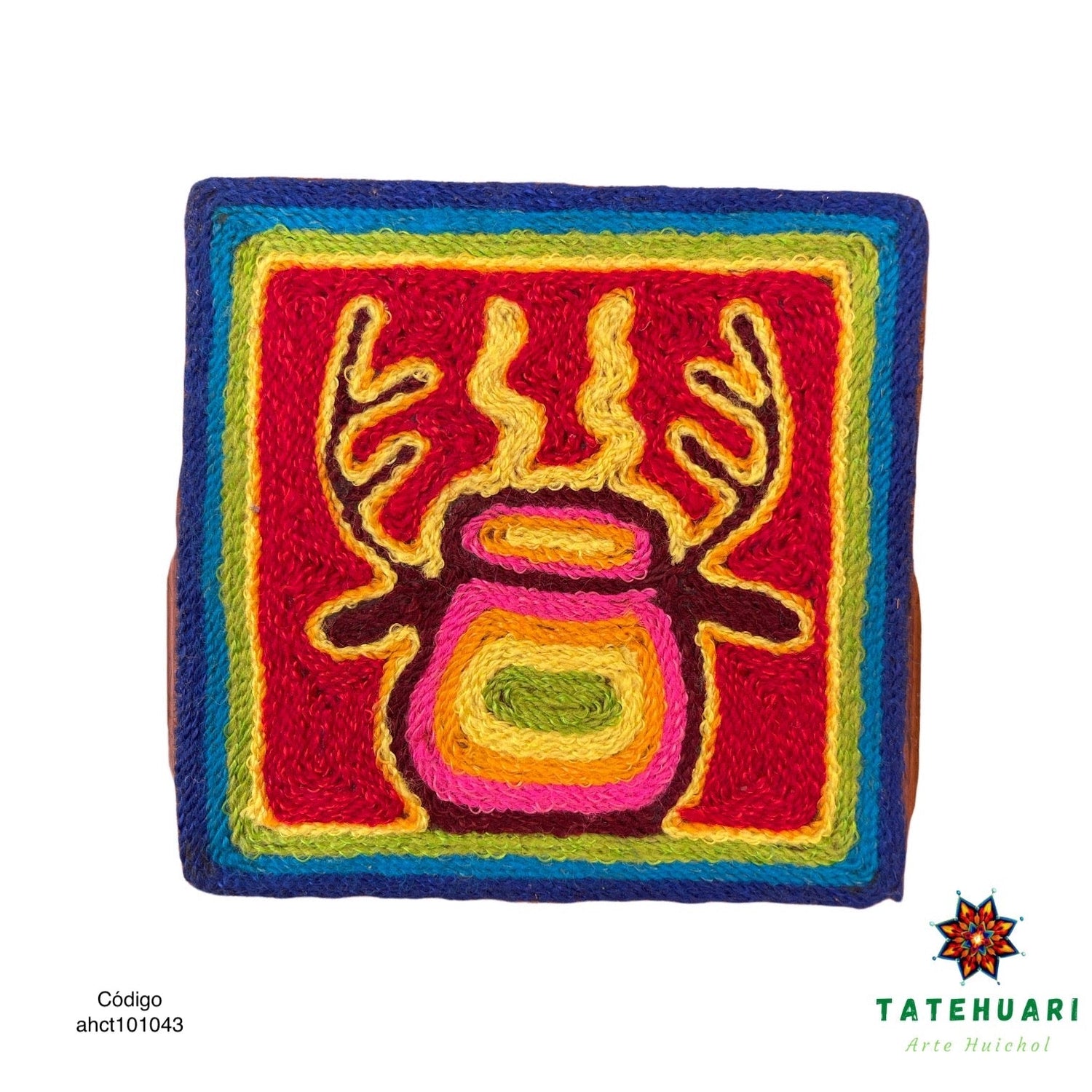 Cuadro o Tabla de Estambre 10 X 10 cms - TATEHUARI, arte huichol