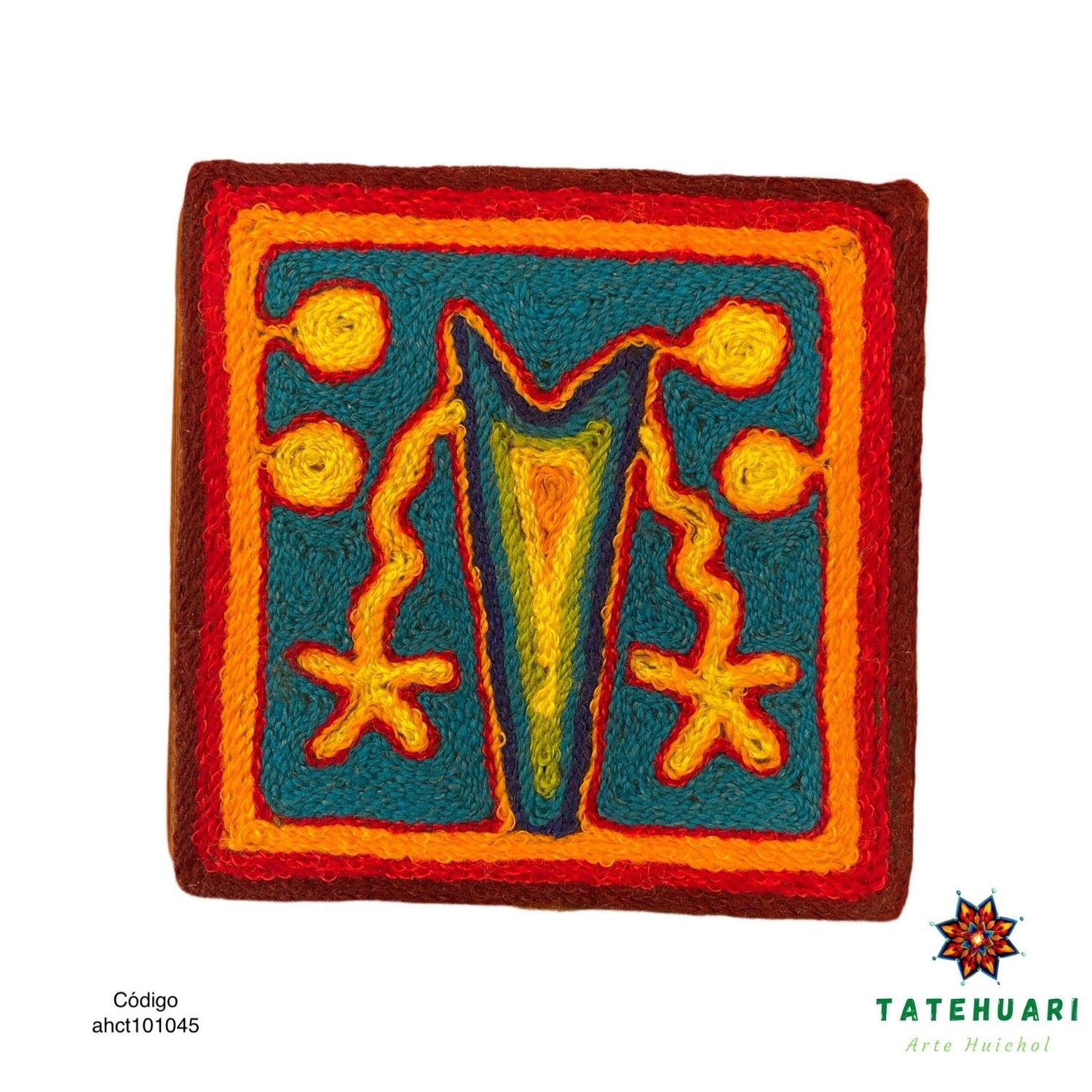 Cuadro o Tabla de Estambre 10 X 10 cms - TATEHUARI, arte huichol