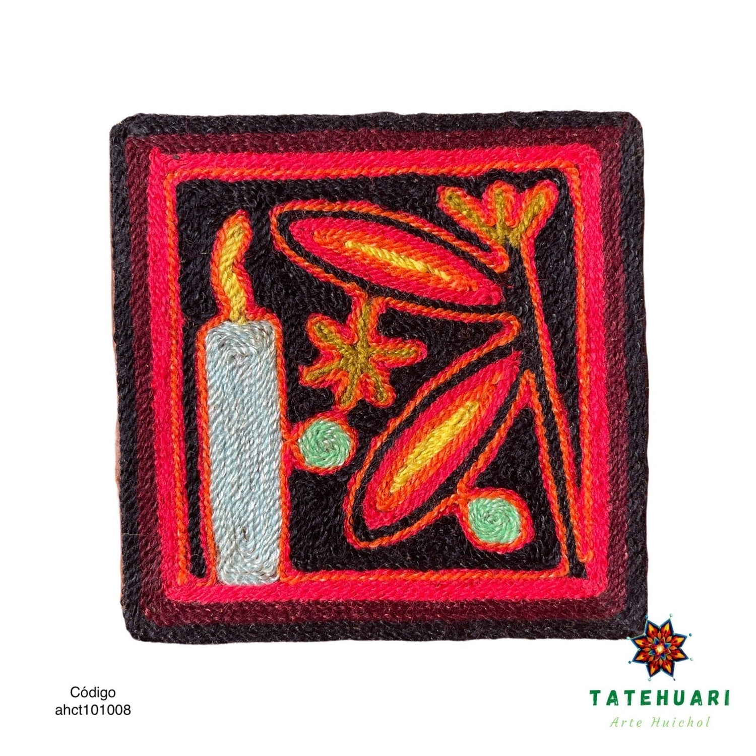 Cuadro o Tabla de Estambre 10 X 10 cms - TATEHUARI, arte huichol