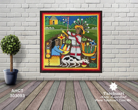 Cuadro de Estambre 303093 - TATEHUARI, arte huichol