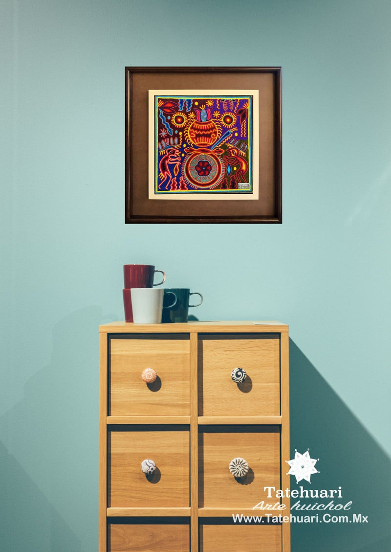 Cuadro o Tabla de Estambre 40 X 40 cms - TATEHUARI, arte huichol