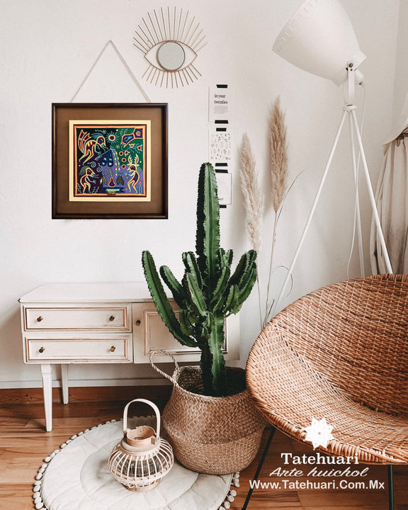 Cuadro o Tabla de Estambre 40 X 40 cms - TATEHUARI, arte huichol