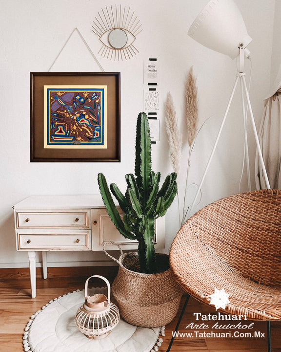 Cuadro o Tabla de Estambre 40 X 40 cms - TATEHUARI, arte huichol
