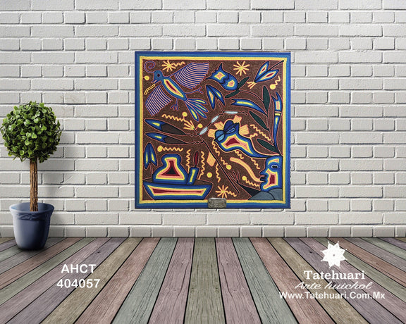 Cuadro o Tabla de Estambre 40 X 40 cms - TATEHUARI, arte huichol