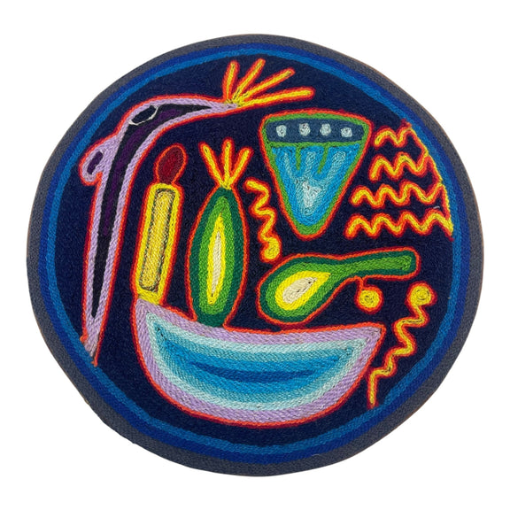 Cuadro 20 cms redondo CUADEST20 - TATEHUARI, arte huichol