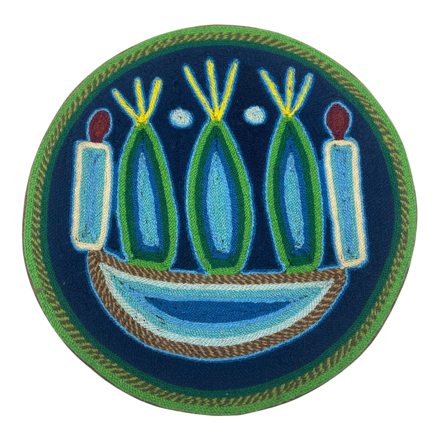 Cuadro 20 cms redondo CUADEST28 - TATEHUARI, arte huichol