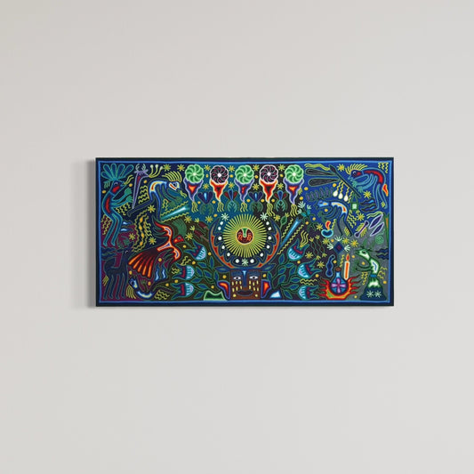 "LUZ DEL SOL Y VISION DEL VENADO" AHCT6012062 - TATEHUARI, arte huichol