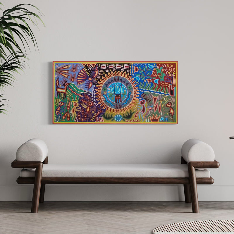 "EL FUEGO QUE LLAMA A LOS ESPIRITUS" AHCT6012068 - TATEHUARI, arte huichol