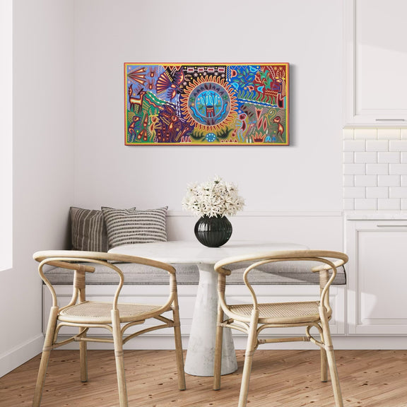 "EL FUEGO QUE LLAMA A LOS ESPIRITUS" AHCT6012068 - TATEHUARI, arte huichol