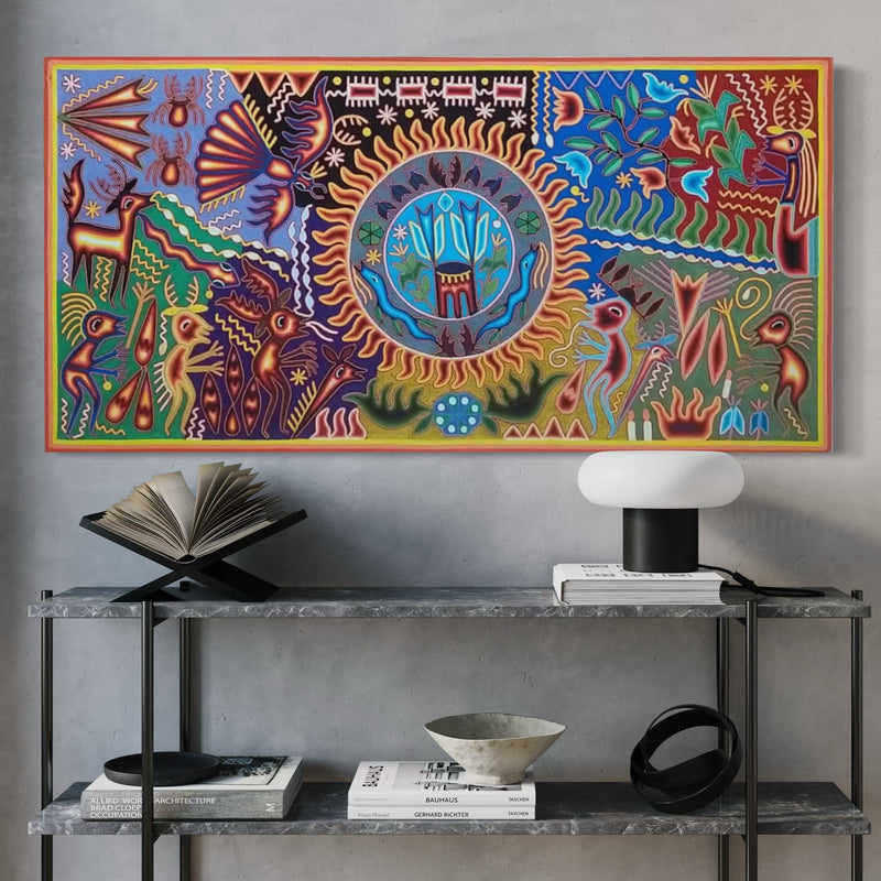 "EL FUEGO QUE LLAMA A LOS ESPIRITUS" AHCT6012068 - TATEHUARI, arte huichol