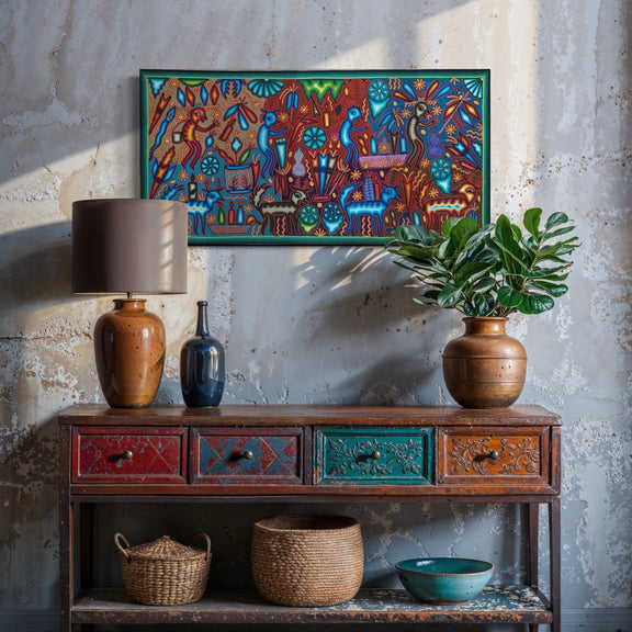 "EL LATIDO DEL HIKURI" AHCT6012067 - TATEHUARI, arte huichol