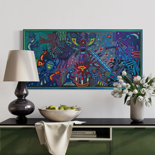 "EL FUEGO DEL ORIGEN" AHCT6012056 - TATEHUARI, arte huichol