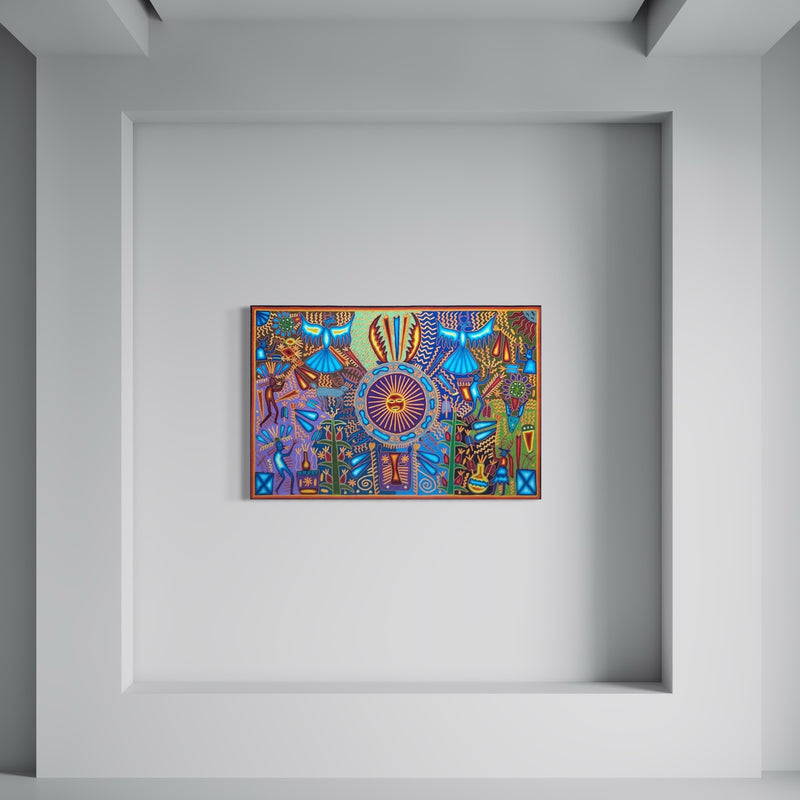 "EL LATIDO DEL SOL ANCESTRAL" AHCT8012089 - TATEHUARI, arte huichol