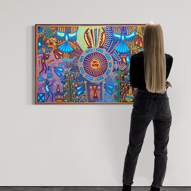 "EL LATIDO DEL SOL ANCESTRAL" AHCT8012089 - TATEHUARI, arte huichol