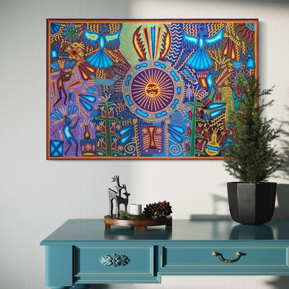 "EL LATIDO DEL SOL ANCESTRAL" AHCT8012089 - TATEHUARI, arte huichol
