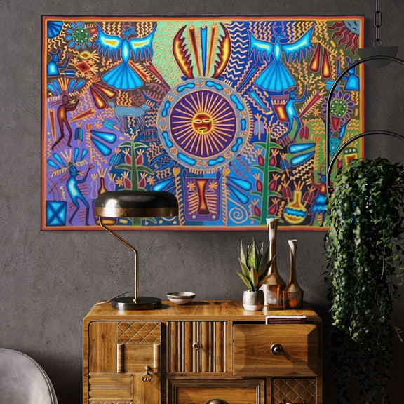 "EL LATIDO DEL SOL ANCESTRAL" AHCT8012089 - TATEHUARI, arte huichol