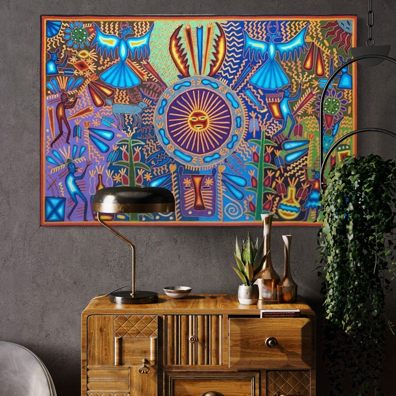 "EL LATIDO DEL SOL ANCESTRAL" AHCT8012089 - TATEHUARI, arte huichol