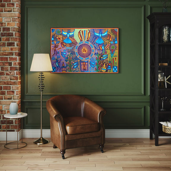 "EL LATIDO DEL SOL ANCESTRAL" AHCT8012089 - TATEHUARI, arte huichol