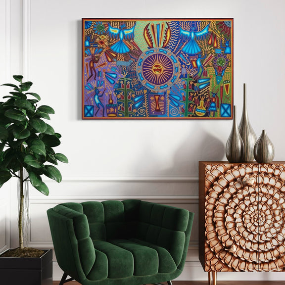 "EL LATIDO DEL SOL ANCESTRAL" AHCT8012089 - TATEHUARI, arte huichol