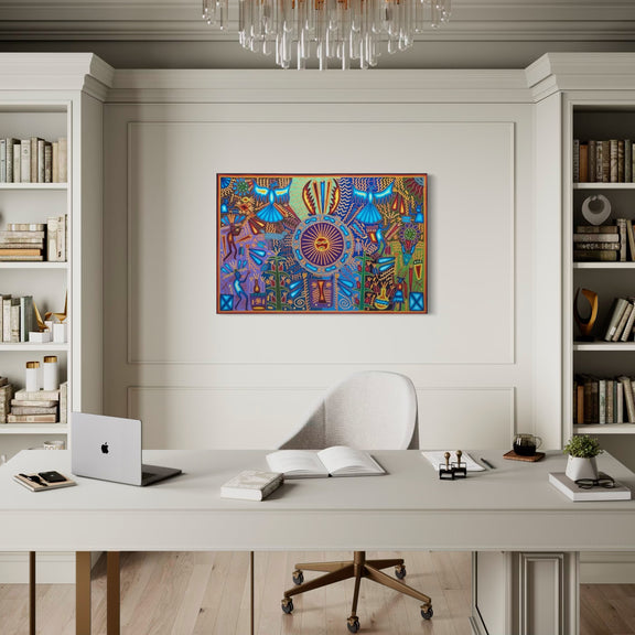 "EL LATIDO DEL SOL ANCESTRAL" AHCT8012089 - TATEHUARI, arte huichol